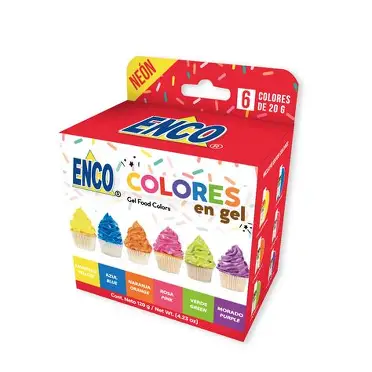KIT 6 COLORES NEON 20GRS EN GEL ENCO