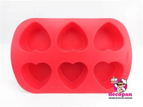 MOLDE CORAZON ROJO 2.5 X 1.25" SIL 6 CAVIDADES