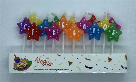 VELA MENSAJE ESTRELLAS FELIZ CUMPLEÑOS
