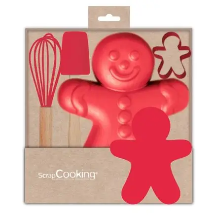 SET CORTADOR ROJO  MUÑECO JENGIBRE 3PZ