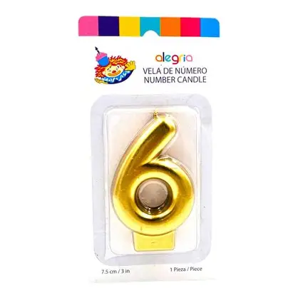 VELA NUMERO 6 DORADO