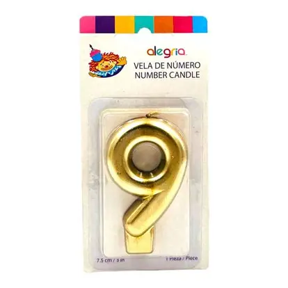 VELA NUMERO 9 DORADO