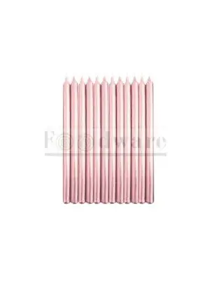 VELA ESPAGUETI ROSA PERLADO 13cm 12pz