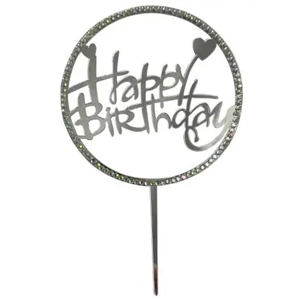 DECO ACRIL HAPPY BIRTHDAY PLATA CIRCULO