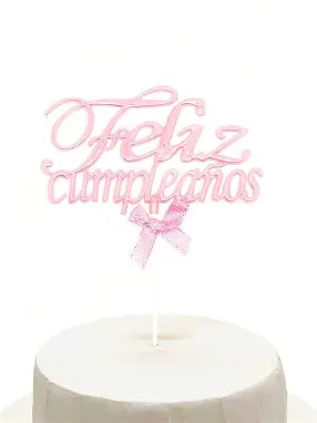DECO ACRIL FELIZ CUMPLEAÑOS ROSA