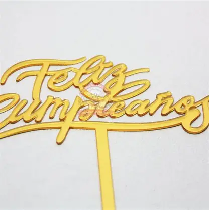 DECO ACRIL FELIZ CUMPLEAÑOS DORADO