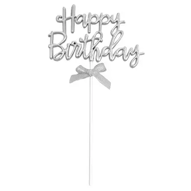 DECO ACRIL HAPPY BIRTHDAY MOÑO PLATA