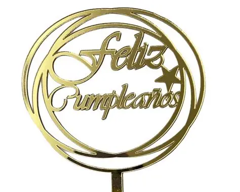 CAKE TOPPER ACRILICO  DORADO