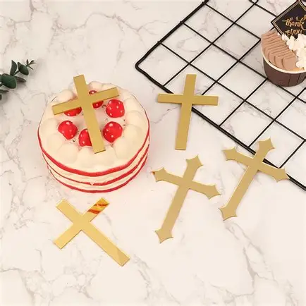 CRUZ ACRILICO DORADO 10CM