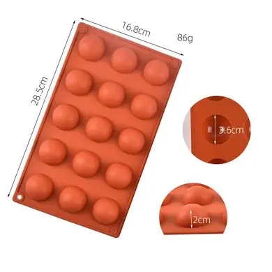 MOLDE PLAST P/CHOCO MEDIA ESFERA Ø3.3cMOLDE 15CA