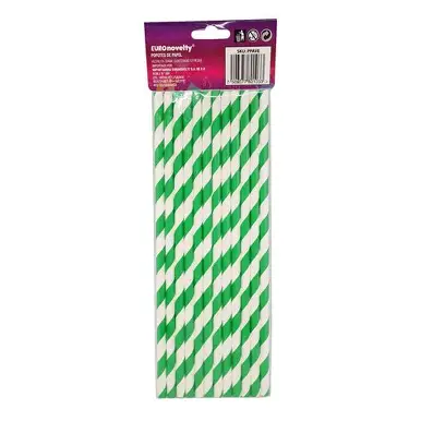 POPOTE PAPEL VERDE METALICO 12pz
