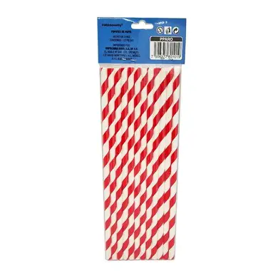 POPOTE PAPEL ROJO METALICO 12pz