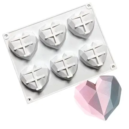 MOLDE SILI CORAZÓN DIAMANT 6cav C/MAZO 3pz