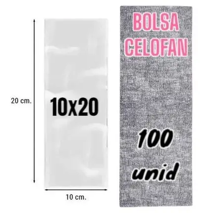 BOLSA CELOFAN 10X20 C/ADHESIVO 100 PZAS