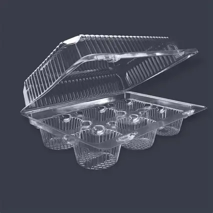 BISAGRA DE PET/T, 24X16X8 CM, PARA MANTECADAS. 250 PZAS.